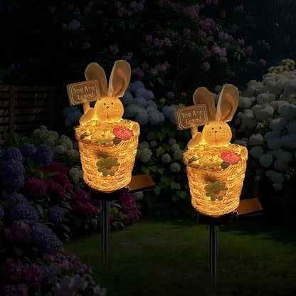 Solar Garden Bunny Lights Outdoor, Waterproof Solar Decorative Lights Outdoor Rabbit Bunny Statue Solars Garden Decorations Outside Solars Light for Yard Lawn Pathway Patio (You are Loved)