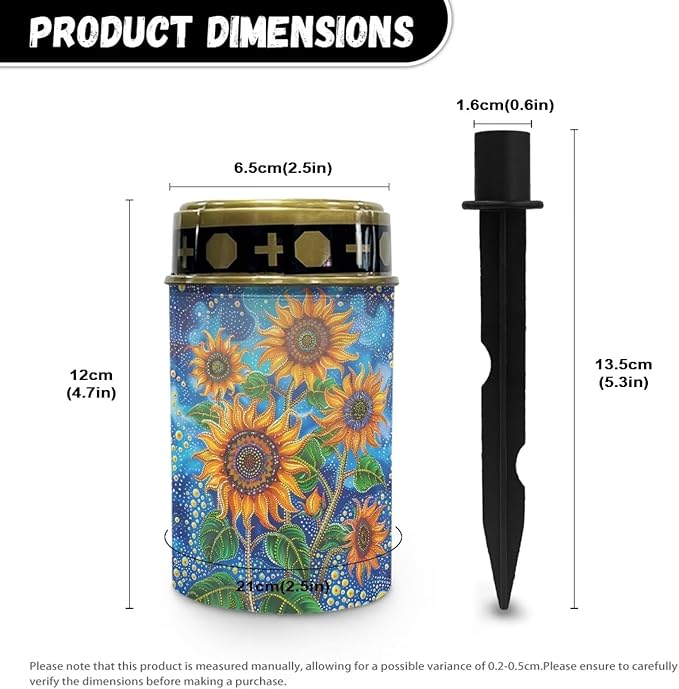 Sunflowers Solar Garden Lights Outdoor Bright Solar Walkway Lights Solar Powered Garden Stake Lights Sympathy Remembrance Memorial Gift for Grave Ornaments Decor