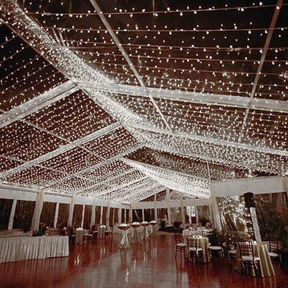 Novelty Lights 34ft Christmas String Lights, 100 Pure White LED Bulbs on White Wire, 4" Spacing, Connectable Indoor Outdoor Commercial Grade Lighting for Holidays Patio Weddings