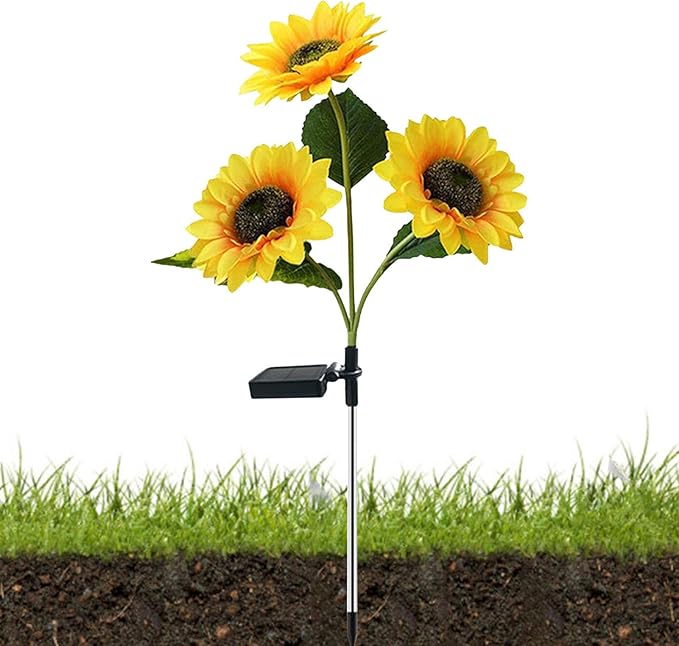 Solar Sunflower,Waterproof Pathway Lighting - Outdoor Sunflower Lights,for Backyard Patio Driveway Walkway Lawn Flowerbed Garden Trees Yard Porch