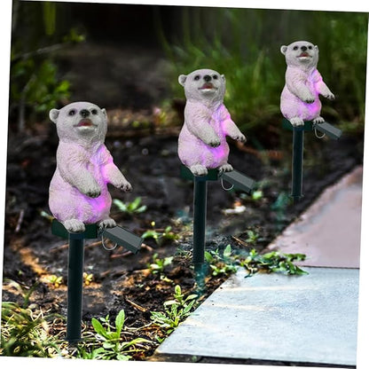 DOITOOL Solar LED Polar Bear Lawn Lamp Colorful Solar Powered Garden Light Outdoor Landscape Decorative Lighting for Pathway Trees Flowers