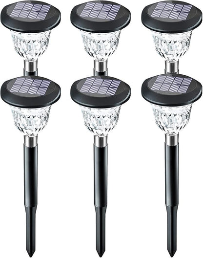 Solar Pathway Lights 6 Pack, Garden Landscape Lights with Colorful & Warm White Light - Automatic Solar Charging, IP65, Ideal Yard Decorations Backyard De