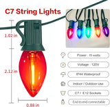 25FT C7 LED Christmas Lights Indoor Outdoor, 25 Multicolor Waterproof Bulbs, Connectable Dimmable String Lights | Lumora