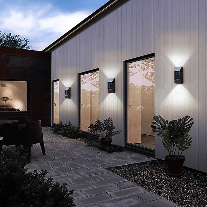 Generic Solar Outdoor Lights, Solar Wall Lights Outdoor Up and Down, 2024 New IP65 Waterproof Exterior Sconces Wall Lighting Solar Lights for Outside House Garden Yard Garage Porch (Black, 2 Pack)