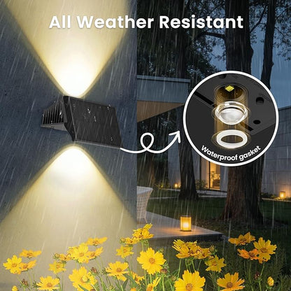 Solar Fence Lights Outdoor, 8-Pack Fence Lights Solar Powered with Up/Down Buttons, IP67 Waterproof for Outside, 120LM Auto Dusk to Dawn for Wall/Patio/Yard/Railing/Deck/Pathway (White & RGB)