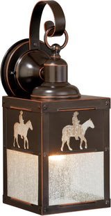 VAXCEL Trail 13 in. H 1-Light Burnished Bronze Rustic Cowboy Outdoor Wall Sconce Made of Durable Steel, Clear | Lumora