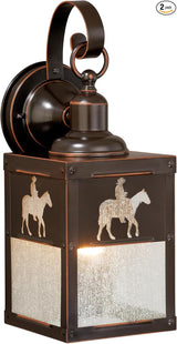 VAXCEL 2-Pack Trail 13 in. H 1-Light Burnished Bronze Rustic Cowboy Outdoor Wall Sconce Made of Durable Steel | Lumora