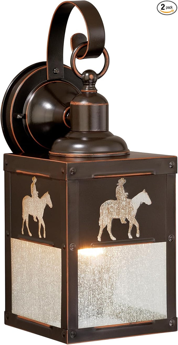 VAXCEL 2-Pack Trail 13 in. H 1-Light Burnished Bronze Rustic Cowboy Outdoor Wall Sconce Made of Durable Steel | Lumora