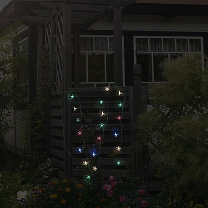 Lurrose Solar-Powered Cherry Blossom String Lamp LED Outdoor Flower-Shaped Decorative Lights with Modes for Garden Patio Wedding Party Festival