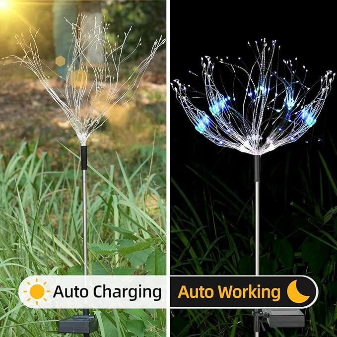 2PACK Solar Firework Lights outside150LEDs 8 Lighting Mode Sensor Light Waterproof for Garden Decoration Yard Pathway Christmas ，Halloween，Parties，Wedding， Christmas Decoration