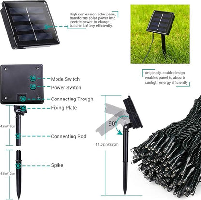 Joomer Green Solar Christmas Lights, 2 Pack Total 144FT 400 LED 8 Modes Waterproof Solar Christmas Lights Outdoor for Garden Yard Patio Christmas Decoration