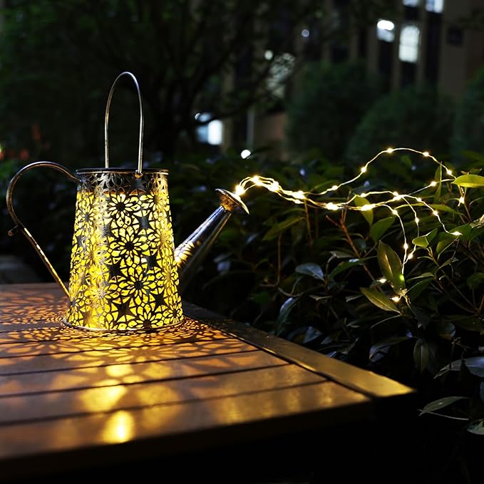 VOOKRY Solar Watering Can Lights, Large Retro Metal Hanging Solar Lights Outdoor Waterproof, Gifts for Women Mom Grandma Birthday, Outside Yard Garden Porch Lawn Patio Decoration, Warm White