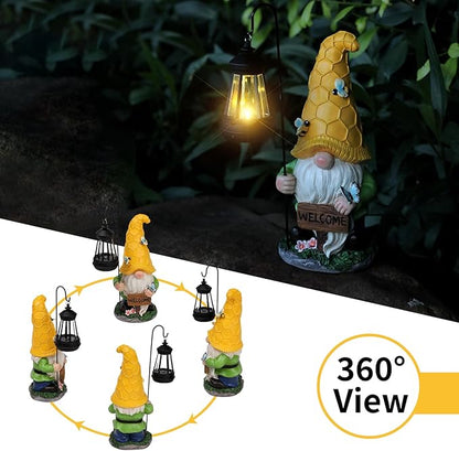 Large Gnomes Outdoor Statue with Solar Lights, Solar Garden Gnome Decorations for Yard Patio Outside, Valentine's Day Gnome Gifts for Women Mom