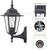 WISBEAM Outdoor Wall Lantern, Black Wall Sconce for House Porch Lighting Fixture, E26 Base 60W Max, Metal Housing | Lumora