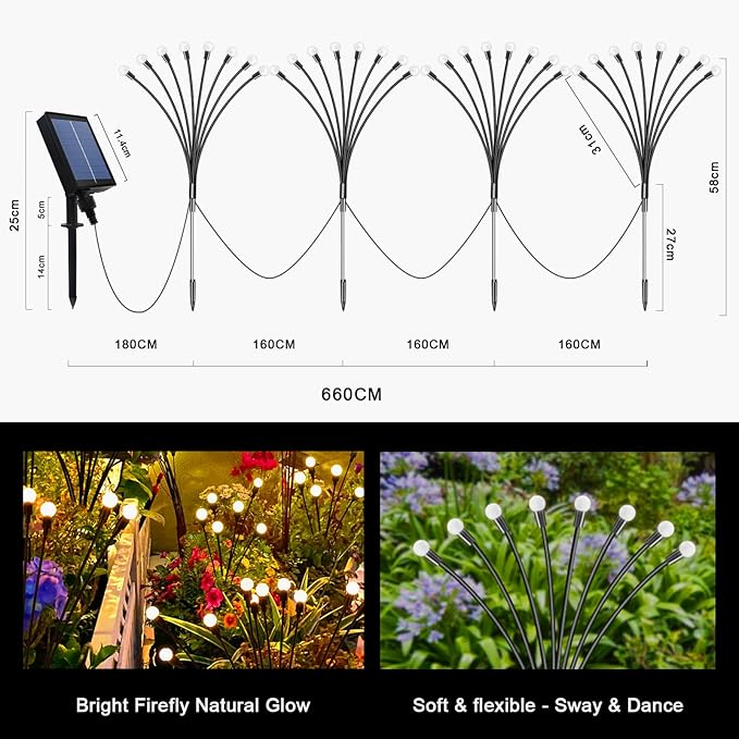 Solar Pathway Lights Outdoor, 4 Pack Solar Powered Landscape Path Lights, Upgraded IP65 Waterproof Auto On/Off Solar Garden Lighting for Path Walkway Yard Lawn (Firefly Lights)