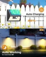 4 Pack Solar Fence Lights, Waterproof Motion Sensor Deck Outdoor, Warm White LED Outside Wireless for Wall Yard | Lumora