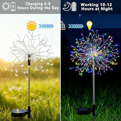 210 LED Solar Firework Lights, 8 Modes Solar Garden Lights Outdoor Waterproof Decorative, Multicolor Fairy Light for Yard, Patio, Pathway Walkway Party Wedding Christmas Decor