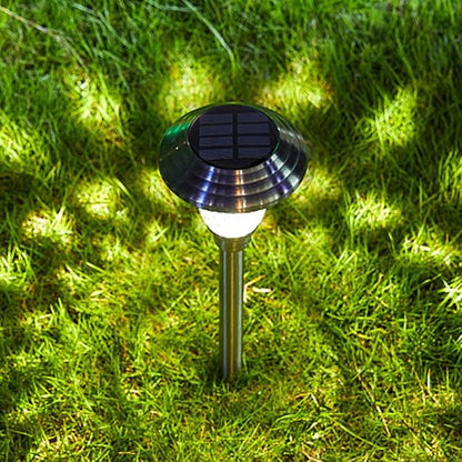 Alasum 2pcs Solar Garden Lantern Stainless Steel Glass LED Landscape Path Lights Outdoor Waterproof Solar Power Standing Stick Lamp for Patio Lawn