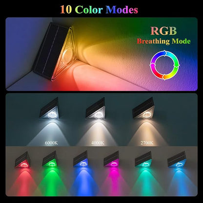 Ellasay Stair Lights Outdoor 12 Pack,10 Color Modes Solar Step Lights for Outside, Waterproof IP67 Solar Lights for Garden Stair,Patio,Deck,Yard,Front Step, Front Porch Decor