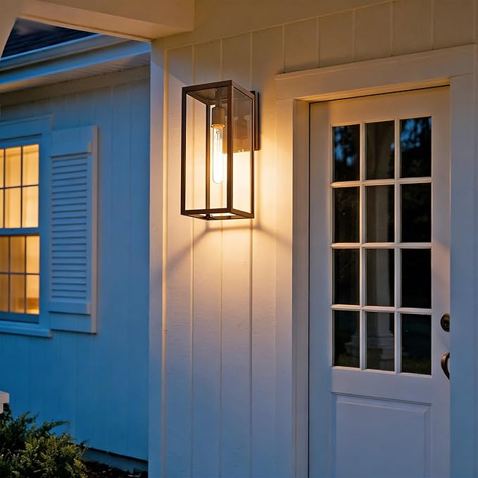 Bestshared Outdoor Wall Sconce Lights,Exterior Wall Lighting Fixtures with Clear Glass, Anti-Rust Modern Black | Lumora
