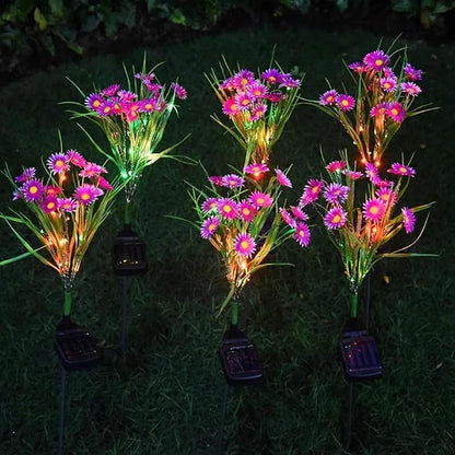 Solar Flower Lights Outdoor, Waterproof LED Daisy Flowers Solar Stake Decorative In-Ground Lights 2Mode for Garden Landscape Yard Pathway Wedding Party (Red, 1Pack)