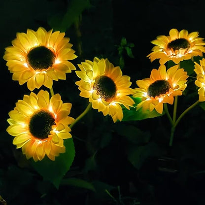 ZPSHYD Solar Sunflower Lights, IP65 Waterproof Outdoor Garden Auto ON/Off Solar Decorative Lights for Backyard, Flower Bed, Pathway, Porch, with 12 Lights (4PCS 3 Heads Sunflower)