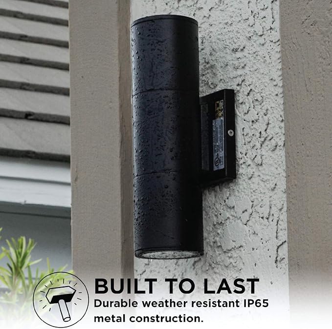 Home Zone Security LED Modern Wall & Porch Sconce Light (2-Set, Black)