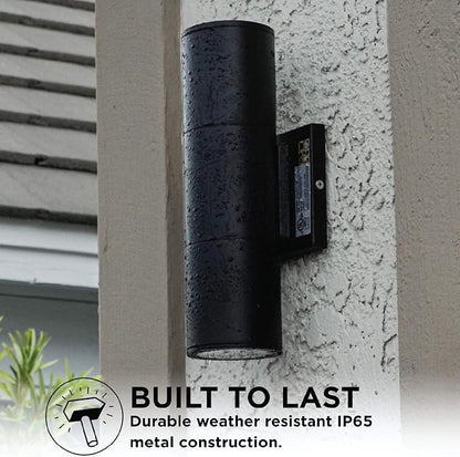 Home Zone Security LED Modern Wall & Porch Sconce Light (2-Set, Black)