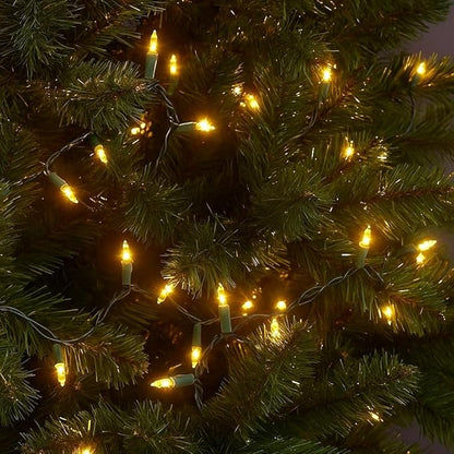 Novelty Lights 50 Feet 100 Bulbs Traditional Incandescent Mini Lights, Yellow on Green Wire with 6" Spacing, Commercial Grade and UL Listed for Indoor/Outdoor Use, End-to-End Connectable