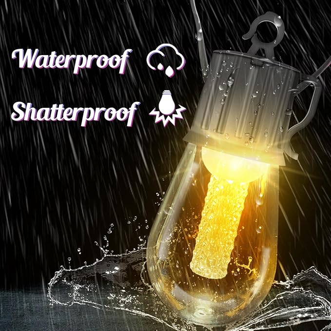Solar String Lights Outdoor Warm and Colored, 50ft Solar Powered Outdoor String Lights for Outside Patio Waterproof with 8 Lighting Modes, 25 Solar Edison Lights USB Charging for Deck Backyard Decor