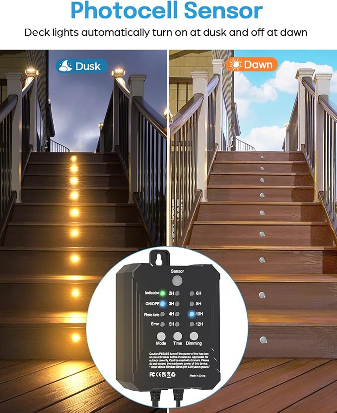 HIBOITEC Low Voltage Deck Lights Recessed Kit with Transformer Dimmable Timer and Photocell Sensor Outdoor LED Deck | Lumora