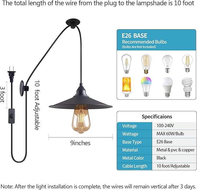 Hanging Lamp with Plug in Cord Outdoor Lamps for Patio Waterproof Pendant Light with Plug Outdoor Lamps for Patio | Lumora