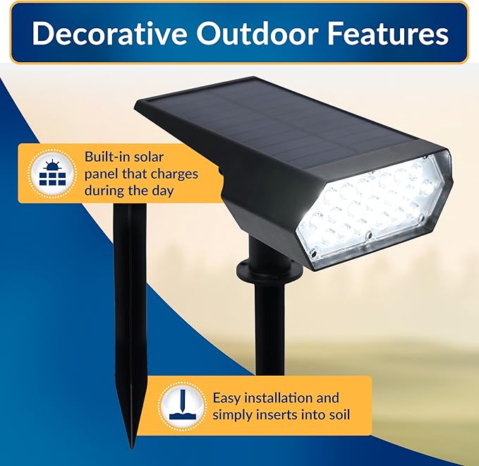 Alpine Corporation 11" Tall Outdoor Solar Pathway Spotlight Stake with Bright White LED Light, Black