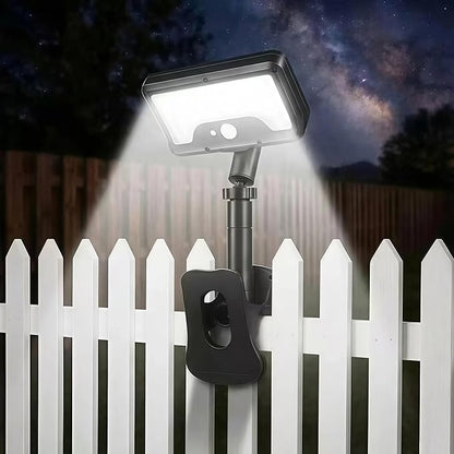 Solar Lights Outdoor, Motion Sensor Clip On Lights for Fence Gutter, 92 LED 600LM IP65 Waterproof Security Lights, Solar Powered Motion Activated Light for Deck Patio Yard (1)
