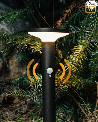 Yoolax Solar Pathway Lights Outdoor Motion Sensor Landscape Lights 2 Pack Waterproof Dusk to Dawn Path Lights for Garden, Patio, Yard, Driveway (Black)