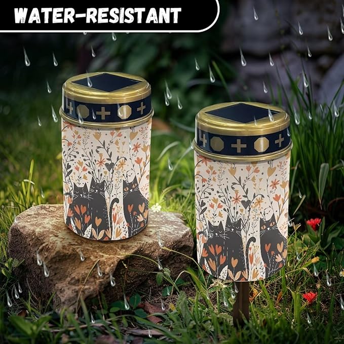 Black Cat Solar Lights Outdoor Waterproof Solar Garden Light Decorative Solar Lights for Yard Path Walkway Landscape Path Lights