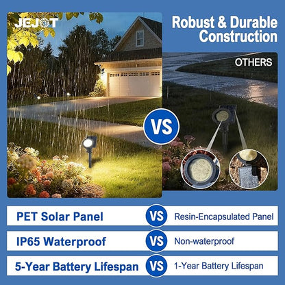 Solar Lights Outdoor Waterproof IP65,3000K Super Bright LED,2 Lighting Modes, Solar Powered Yard Garden Solar Spot Lights for Flag Landscape Auto On/Off-4 Pack