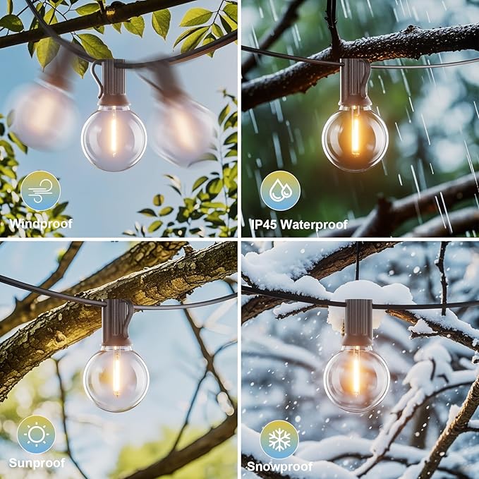 Bomcosy CA 25FT G40 LED Globe String Lights Black | Lumora