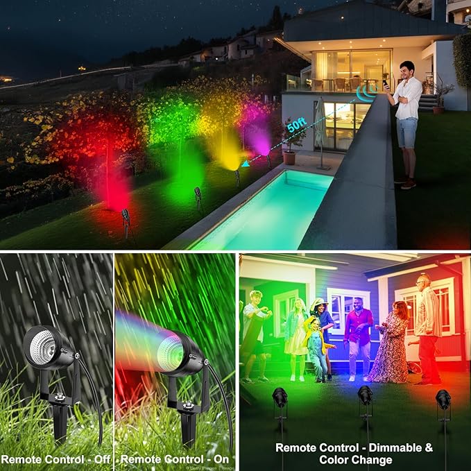 1500LM LED High Brightness Outdoor Landscape Lighting 15W RGB Color Changing Landscape Lights Remote Control | Lumora