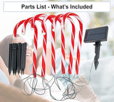 Solar Christmas Candy Cane Lights - Outdoor Stake Christmas Decorations - Waterproof for Patio, Garden, Pathway | Lumora