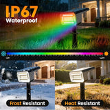 Fabrito Color Changing Solar Spot Lights Outdoor 4 Pack, [6+1 Lighting Modes] Auto On/Off RGB Spotlights | Lumora