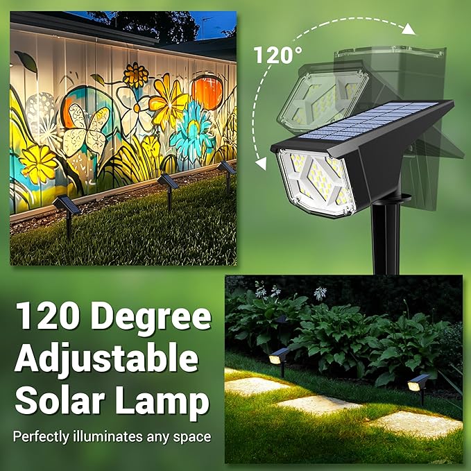Illuminate Your Outdoor Space Solar Spot Lights - IP65 Waterproof with 2 Lighting Modes and Compact Design - Ideal | Lumora