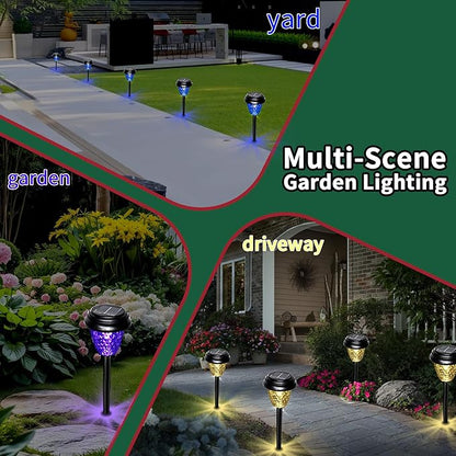 Solar Garden Lights Outdoor, 8 Pack Color Changing LED Pathway Lights Waterproof Solar Powered Landscape Lighting for Yard Patio Walkway Lawn