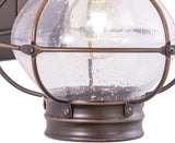 VAXCEL Chatham 13.5 in. H 1-Light Burnished Bronze Coastal Outdoor Wall Sconce Made of Durable Steel, Clear Seeded | Lumora