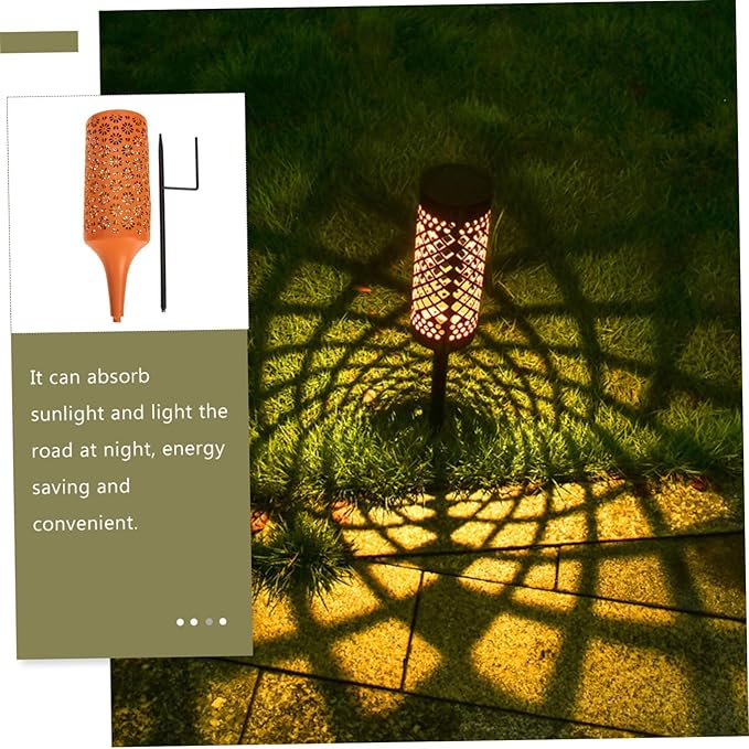 POPETPOP Solar Garden Flower Light Creative Iron Chrysanthemum Solar Pathway Lamp for Outdoor Garden Decoration Waterproof and Sturdy for Landscape Lighting