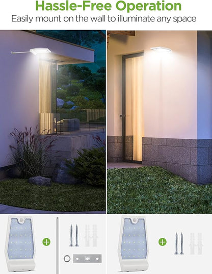 InnoGear Solar Gutter Lights Outdoor Waterproof, 29 LED Motion Sensor Lighting with 4 Modes, Mounting Pole for Security Wall Fence Yard Barn Porch Garage, Pack of 2
