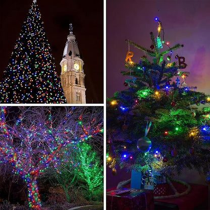 Upgrade 4Pack 400LED Solar String Lights for Outside, 132FT Solar Christmas String Lights Outdoor with 8 Modes, IP65 Waterproof Outdoor Twinkle Light, Garden Xmas Tree Christmas Decoration, Multicolor