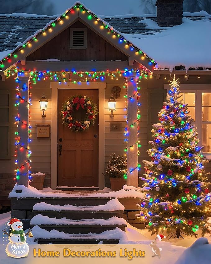 580 LED String Lights, 196FT Indoor Outdoor Fairy Lights, Waterproof Twinkle Christmas Decorations Lights with Remote for Bedroom Outside Tree Garden Patio Camping Party Decor, Warm and Colorful
