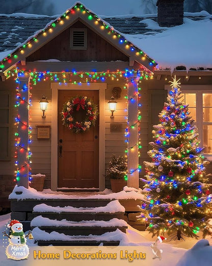 580 LED String Lights, 196FT Indoor Outdoor Fairy Lights, Waterproof Twinkle Christmas Decorations Lights with Remote for Bedroom Outside Tree Garden Patio Camping Party Decor, Warm and Colorful