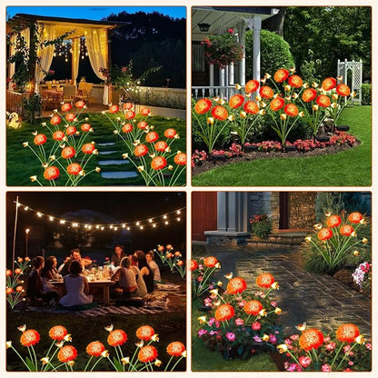 Solar Garden Lights Outdoor, 4 Pack Solar Flowers Lights with Bee, Waterproof Outdoor Solar Swaying Flowers Lights for Garden Yard, Patio, Pathway, Wedding, Festival Decor, Gift for Women/Mom